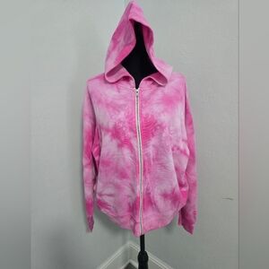 Victoria's Secret Pink Tie-Dye Zip-Up Oversized Hoodie Small